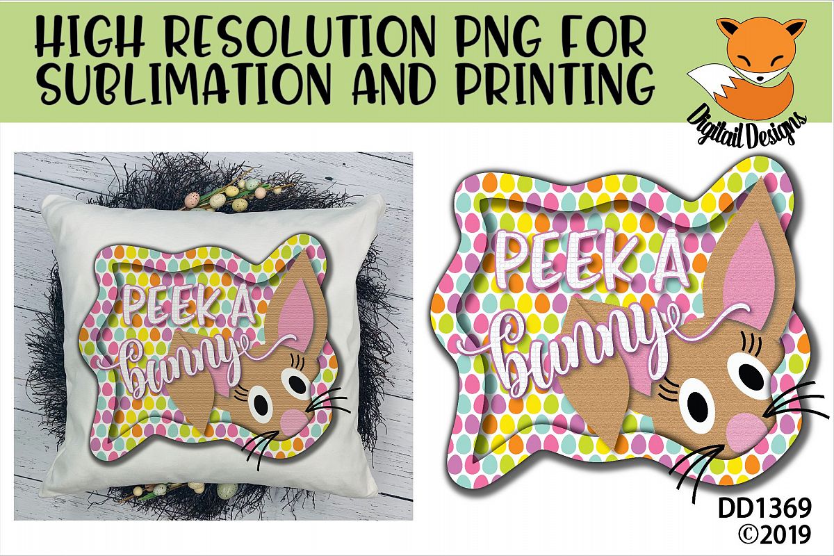 Peeking Easter Bunny Sublimation Printable example image 1