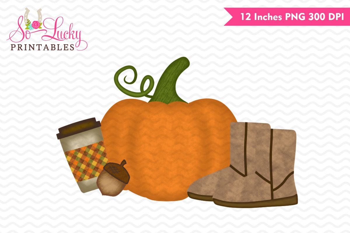 Pumpkin and boots fall watercolor printable sublimati example image 1
