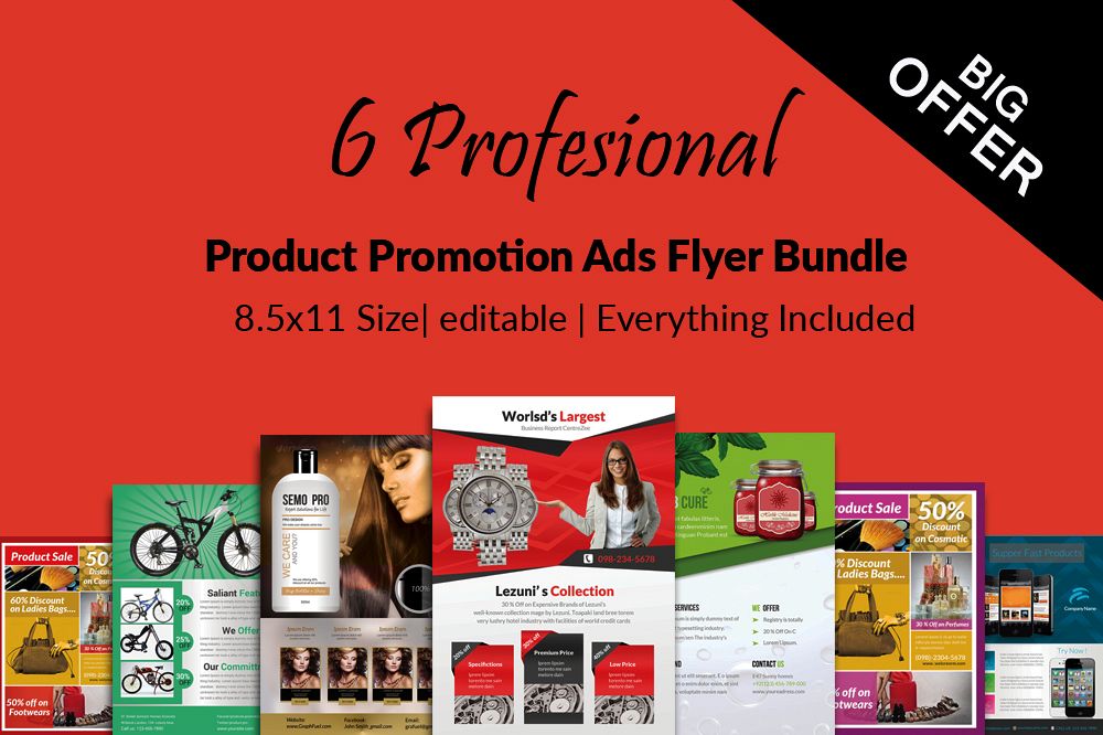 6 Products Promotion Flyers Bundle example image 1
