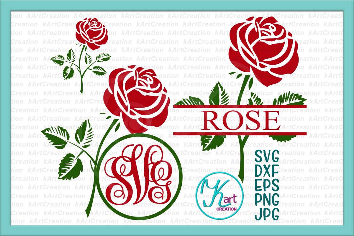 Download Flower rose split circle monogram for name svg dxf png files