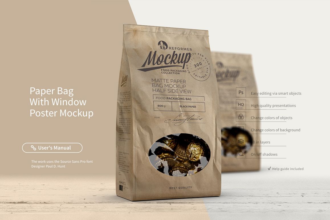 Download Paper Bag With Window Poster Mockup (56026) | Mock Ups | Design Bundles