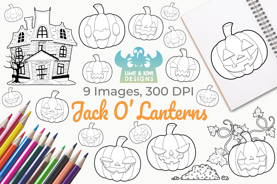 Jack O' Lanterns Digital Stamps example image 1