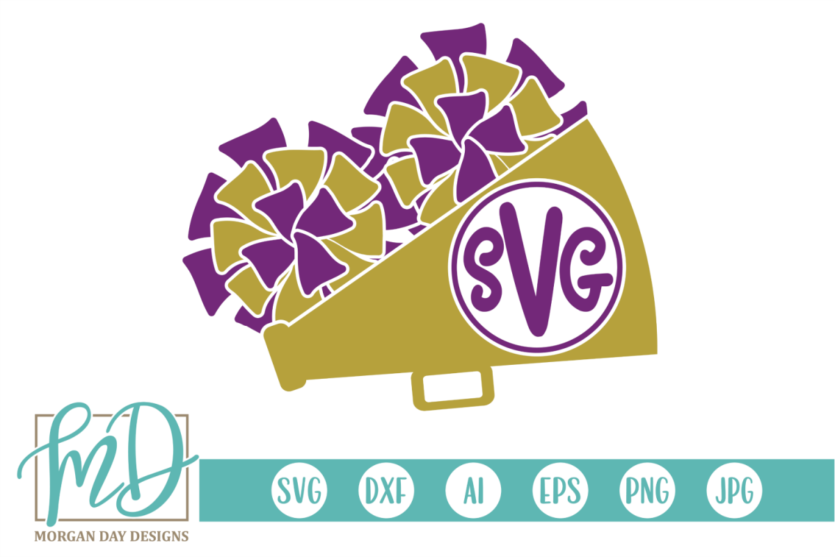Cheer - Megaphone Monogram SVG, DXF, AI, EPS, PNG, JPEG example image 1