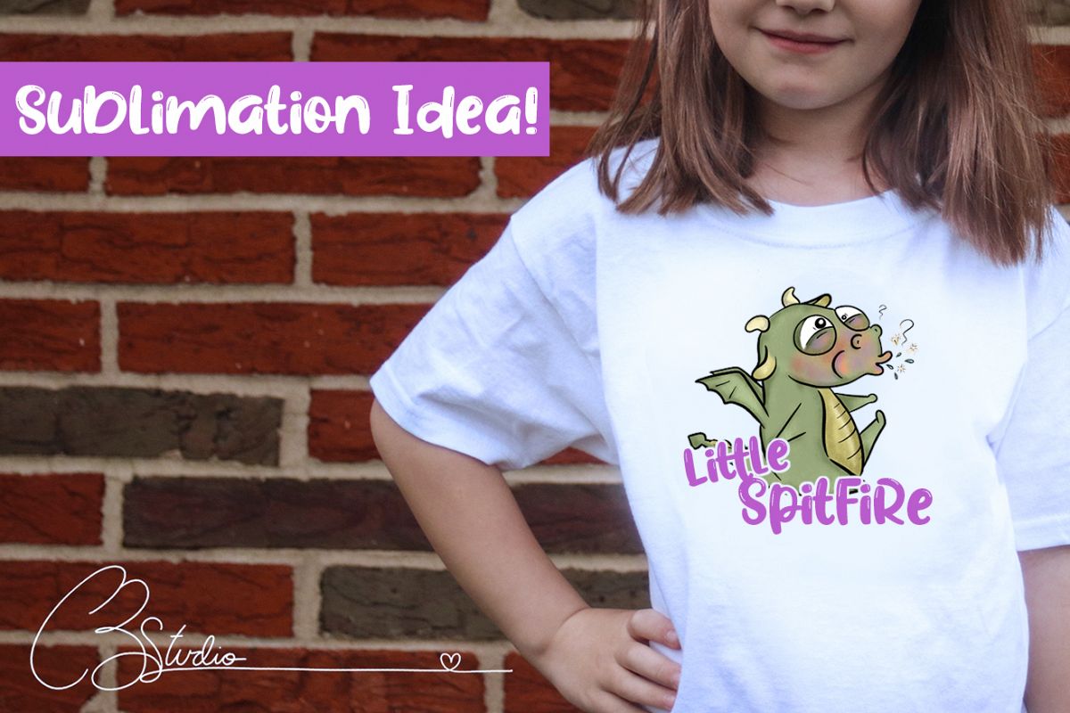 Spit Fire Dragon Sublimation|Baby Dragon| Cute Dragon Sub example image 1