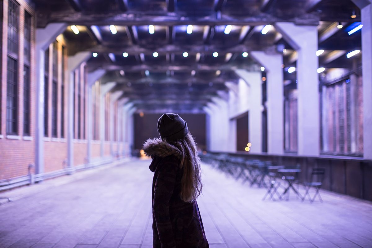 Girl in color tunnel example image 1
