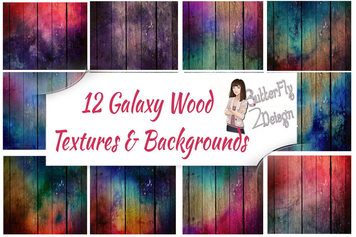 12 Galaxy Wood Background and textures example image 1