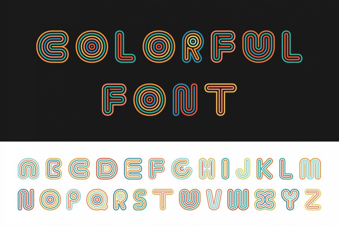 Colorful striped funny font. example image 1