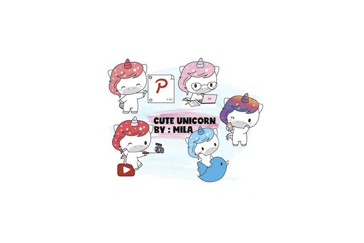 KAWAII UNICORN CLIPART BUNDLE PNG example image 1