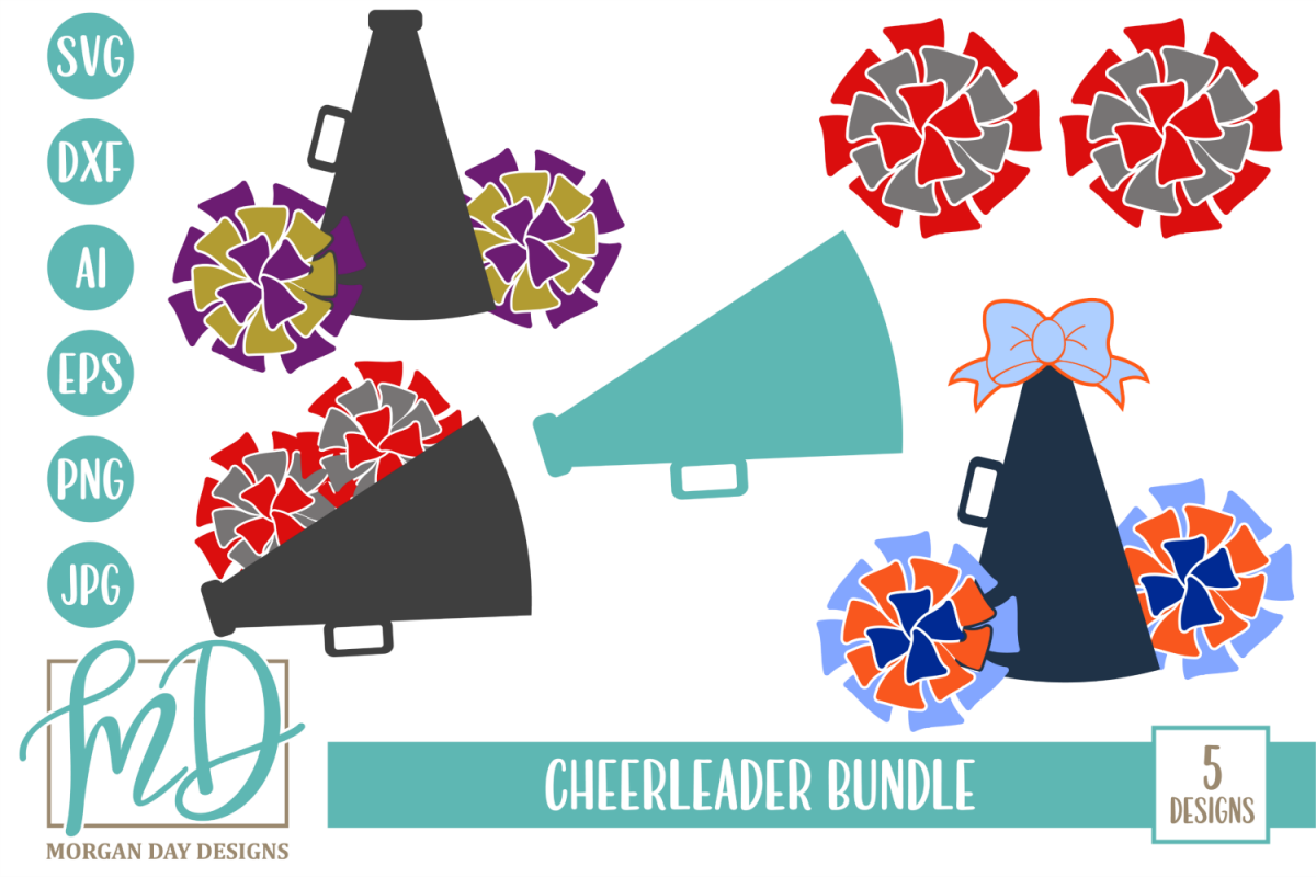 Cheerleader Bundle SVG, DXF, AI, EPS, PNG, JPEG example image 1