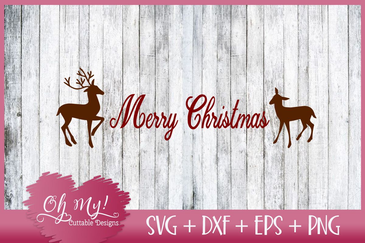 Merry Christmas Reindeer - SVG DXF EPS PNG example image 1