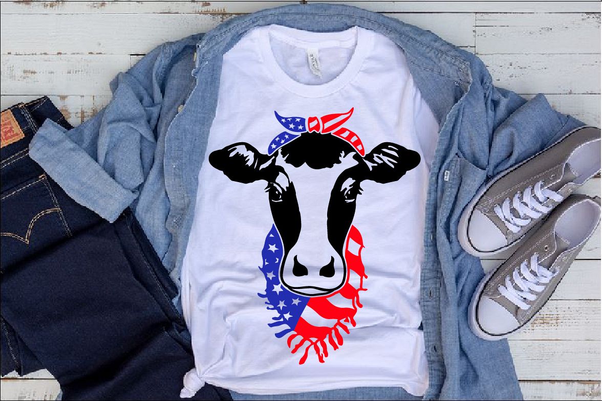 Download Cow Head whit Bandana and Scarf US flag SVG heifer 1273s ...