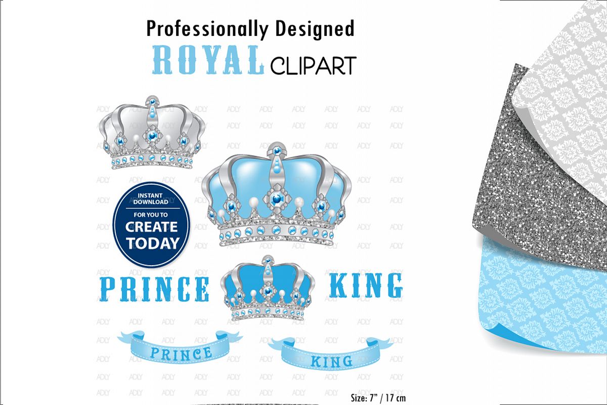 Royal Prince and King Crown ClipArt,Digital Print,wall decor example image 1