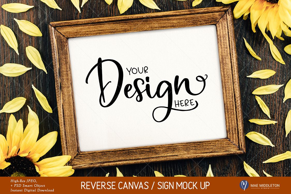 Download Reverse Canvas / Framed Wood Sign Mock up - JPEG & PSD (148425) | Mock Ups | Design Bundles