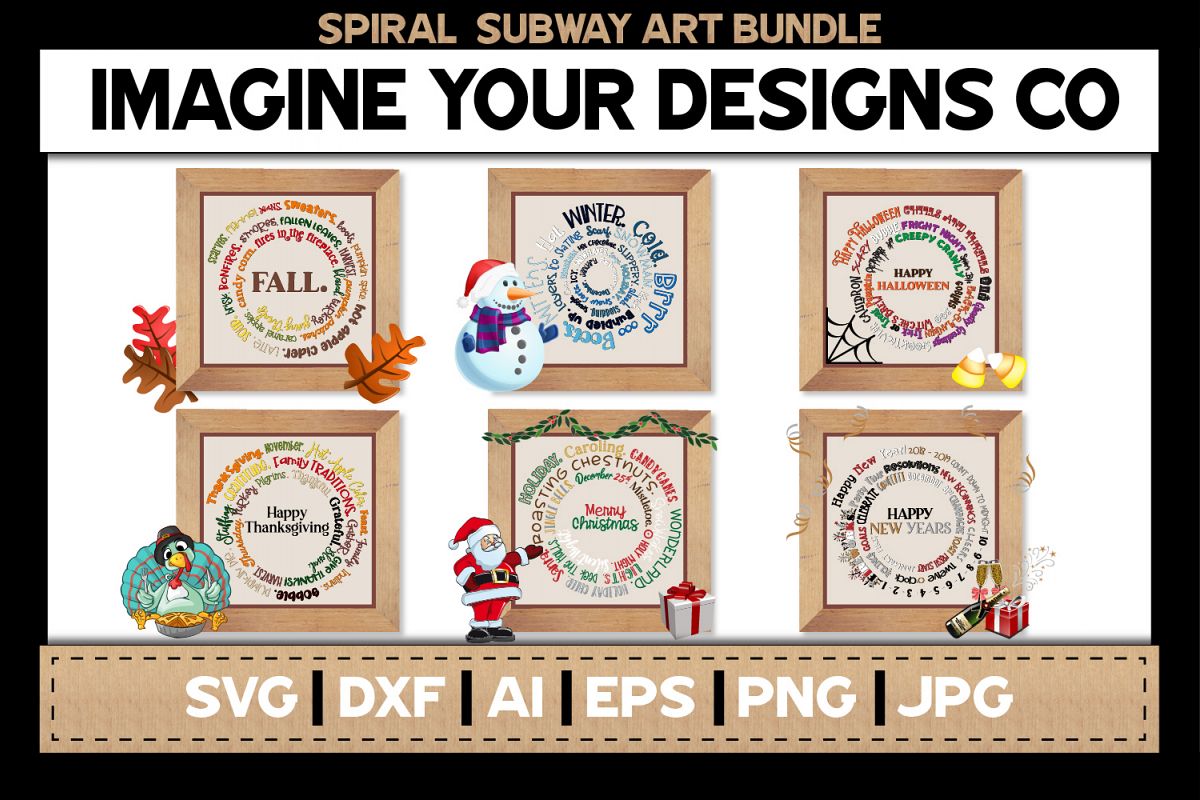 Spiral Subway Printable SVG Clipart Bundle example image 1