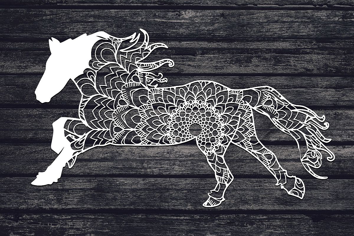 Mandala Horse Svg, Horse Svg, Mandala Svg, Zentangle Svg example image 1