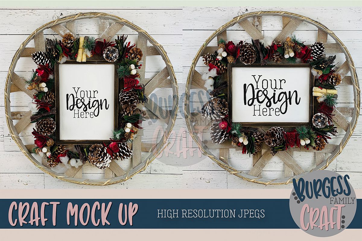 Christmas Wood Signs 2 for 1 Craft mock up |High Res JPEG example image 1