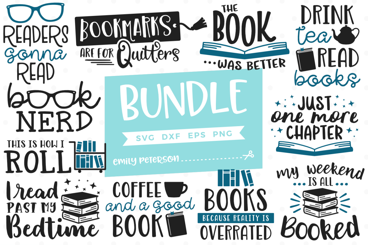 Book Lover Bundle 11 Designs SVG DXF EPS PNG example image 1