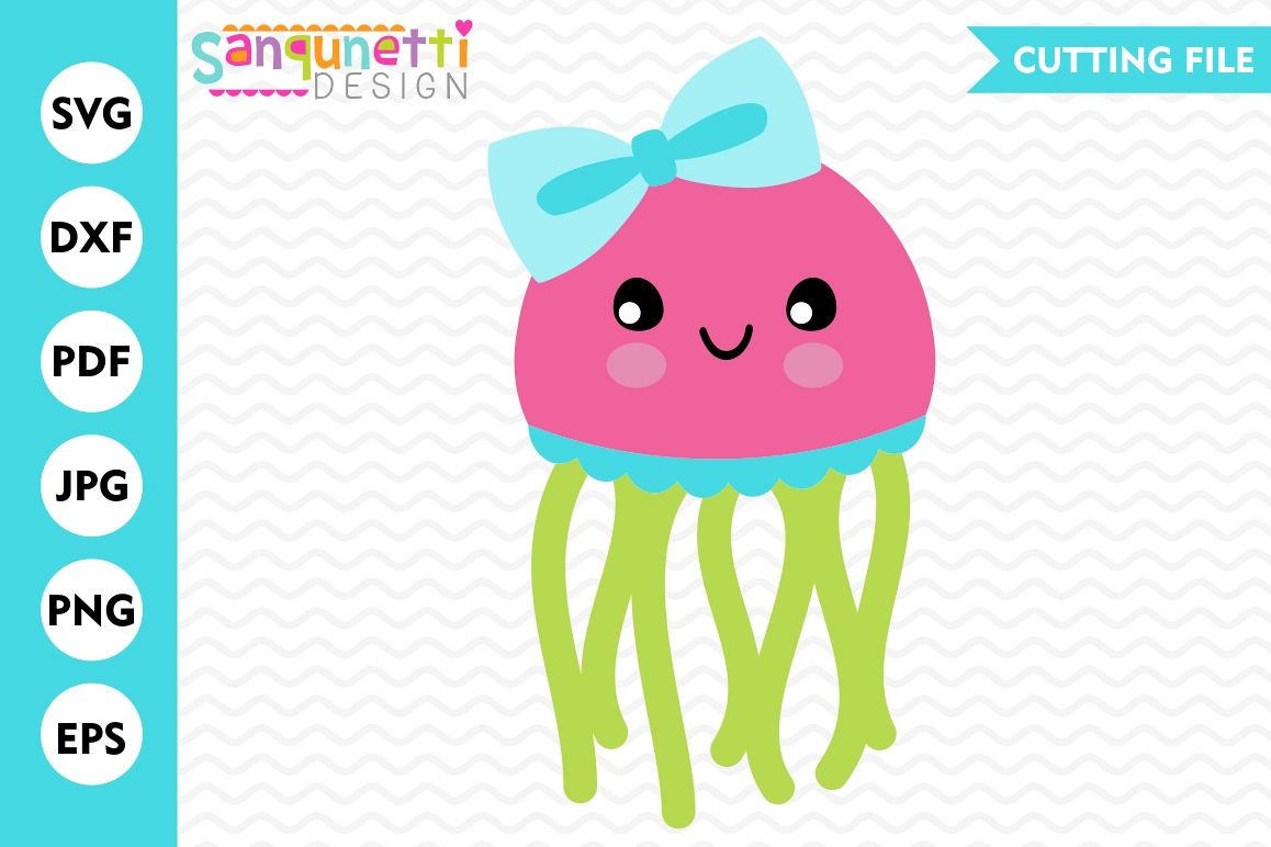 Jellyfish with bow SVG, jellyfish svg, beach svg, cut file (100491