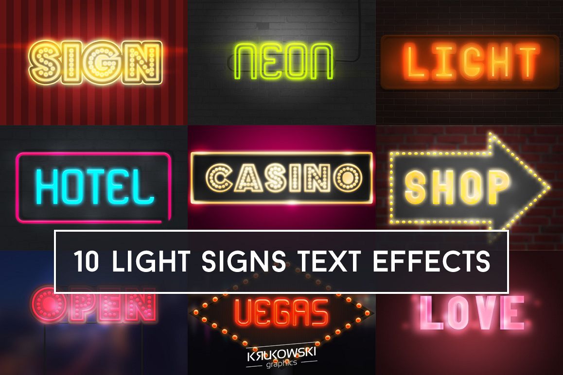 Light Signs Text Effect Mockup example image 1