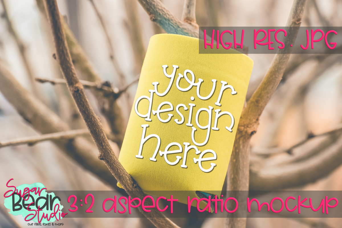 Yellow Can Holder in Tree Mockup example image 1
