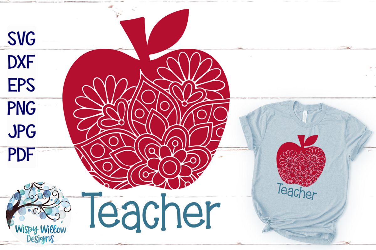 Teacher Apple Mandala SVG | School SVG Cut File