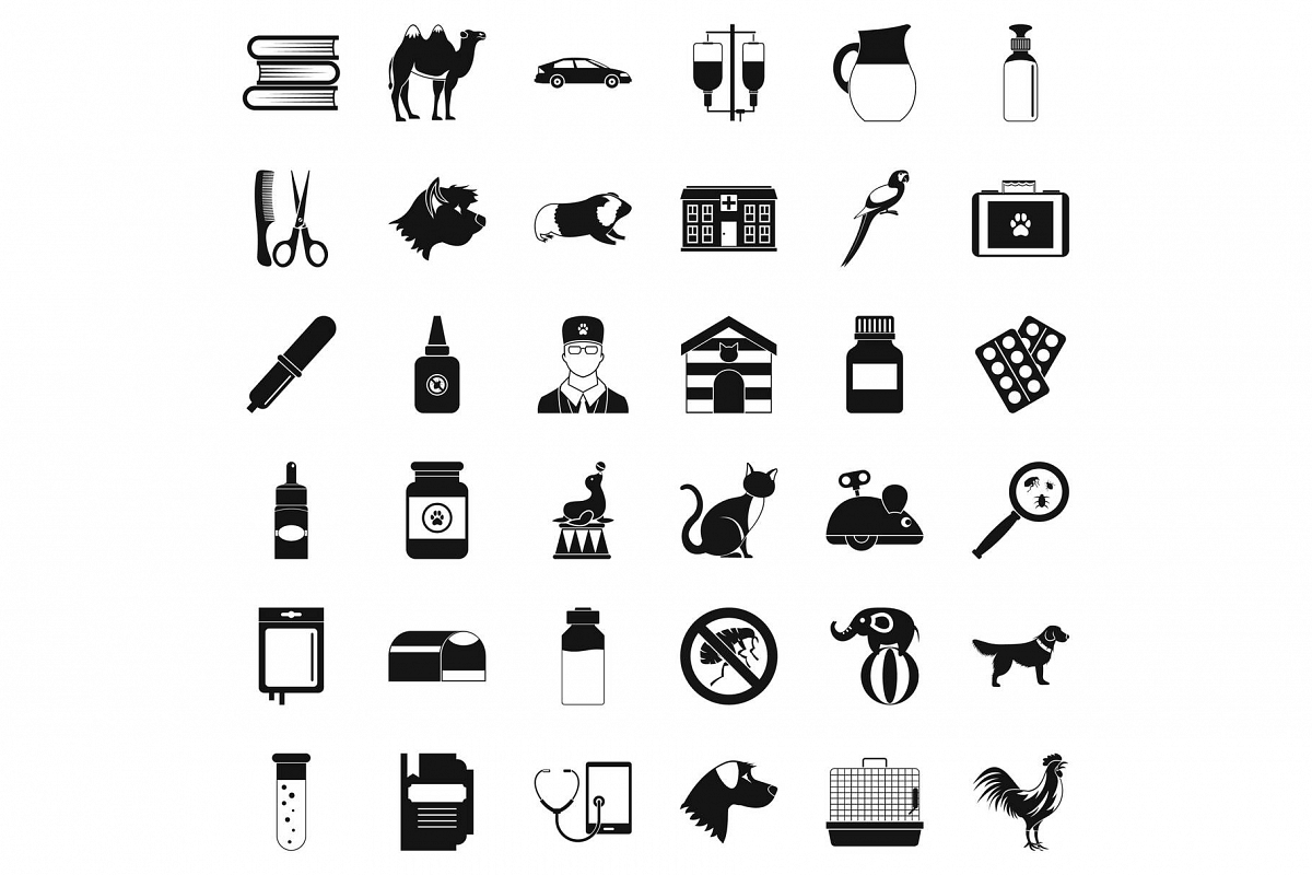 Veterinary illness icons set, simple style example image 1