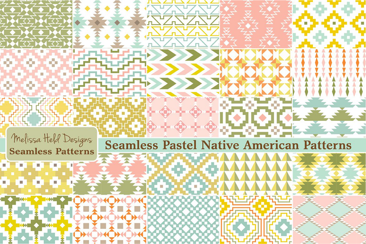 Seamless Pastel Native American Patterns example image 1