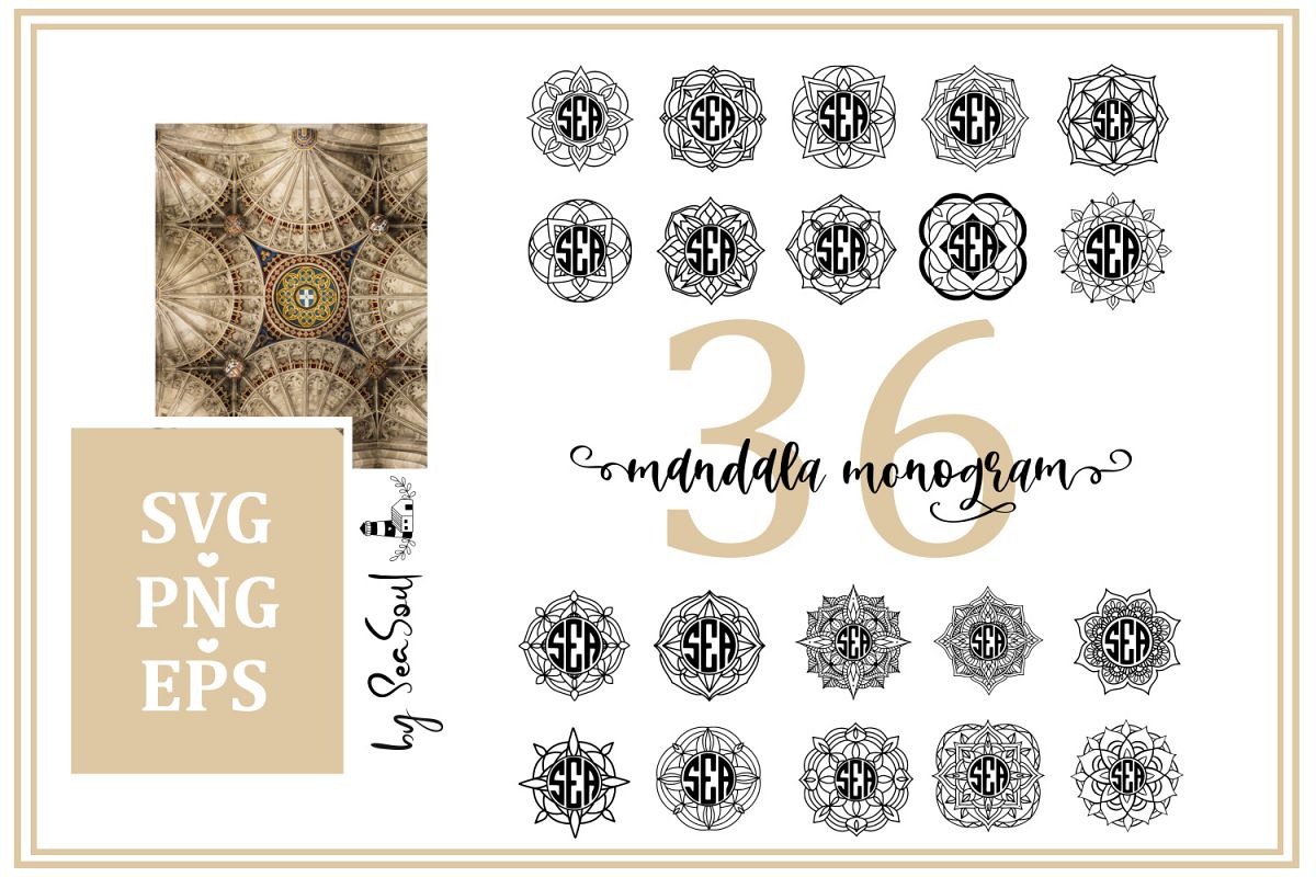 Mandala Monogram. EPS, PNG, SVG example image 1