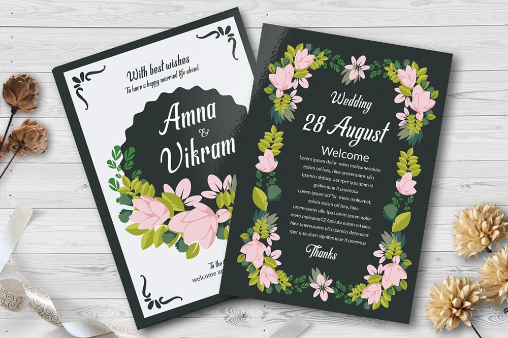 Double Sided Floral Wedding Invites example image 1