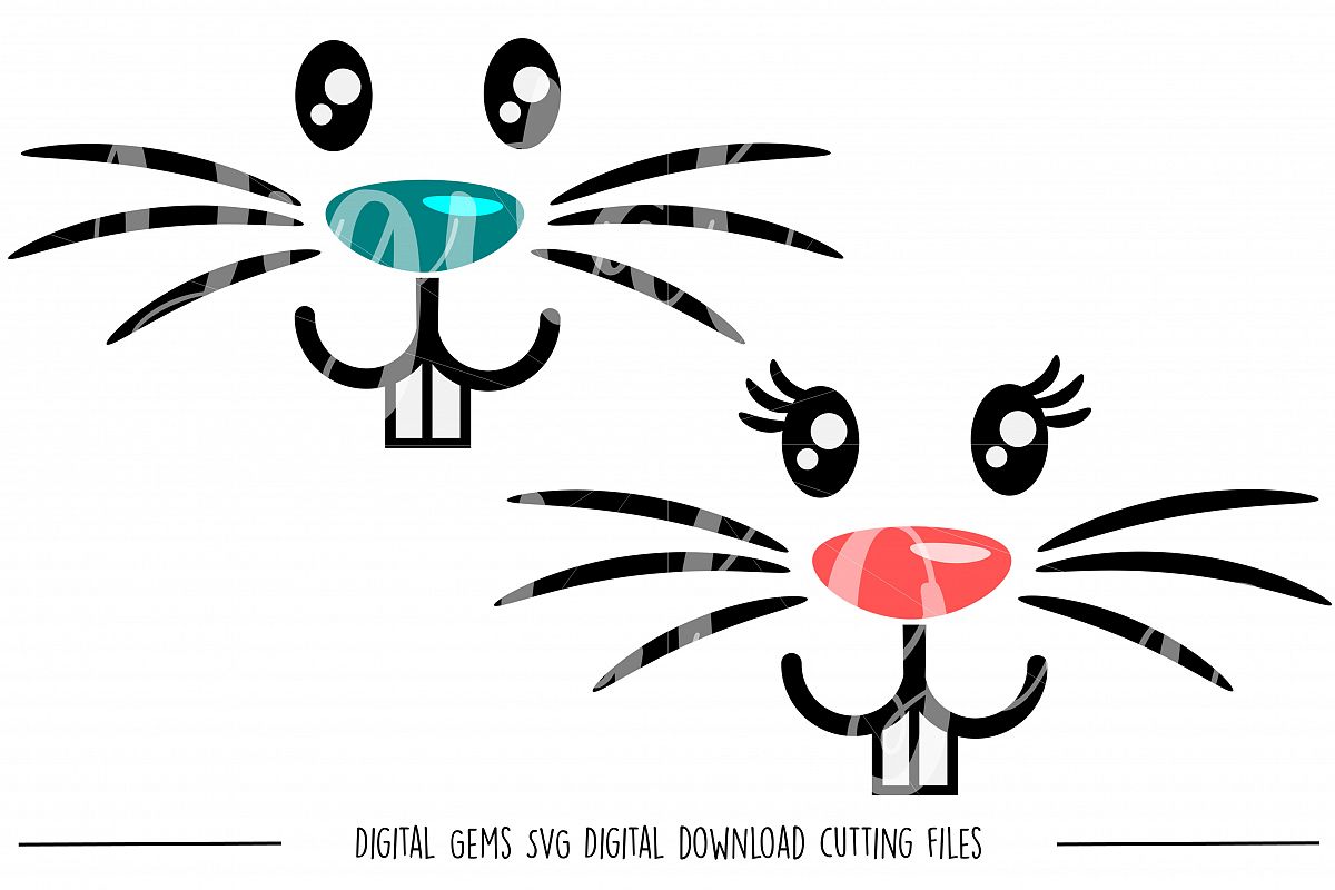 Rabbit Faces SVG / PNG / EPS / DXF Files example image 1