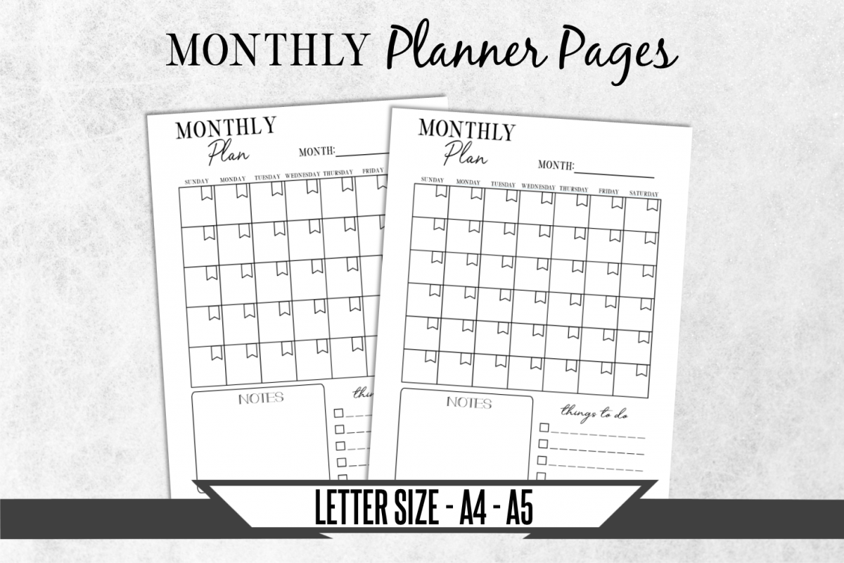 monthly calendar agenda printable planner page monthly planner pages