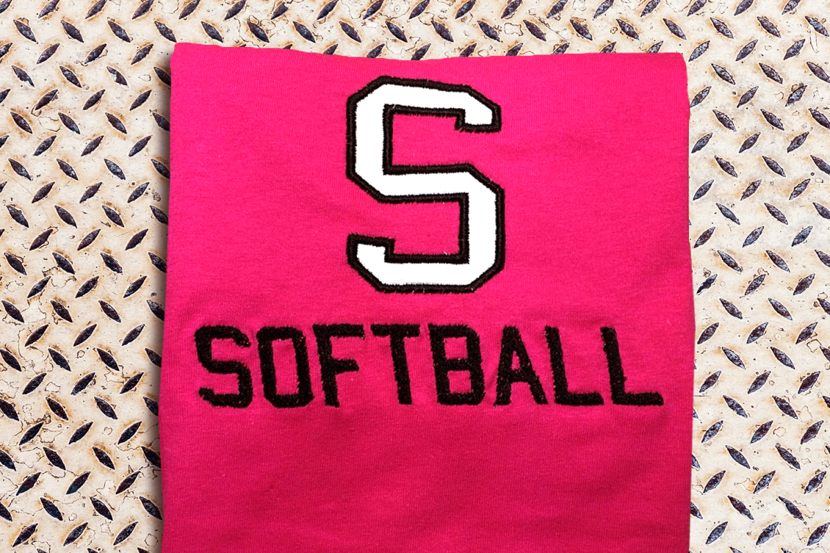 S for Softball Applique Embroidery Design example image 1
