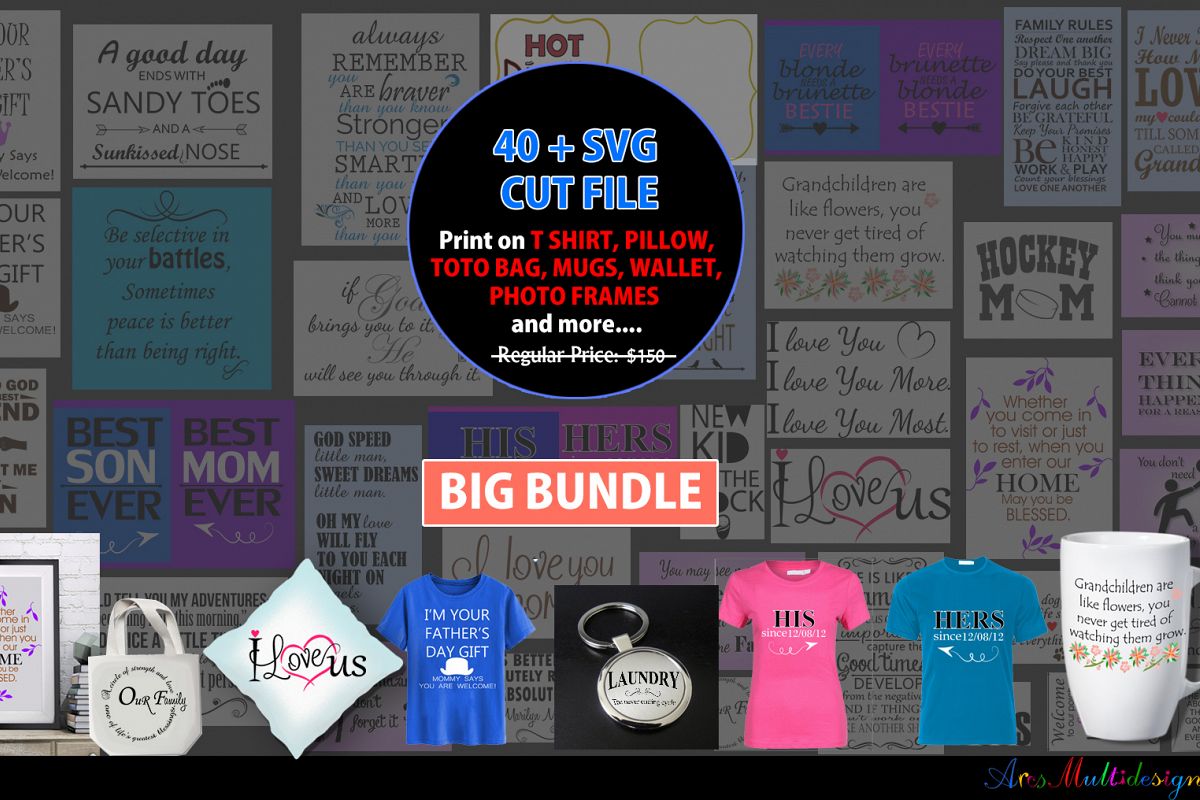 Svg cut file bundle /over 40 plus cut files /print on T shirt / print on pillow / print on toto bag / print on mug / SVG / Eps /Dxf / Png /Jpg example image 1