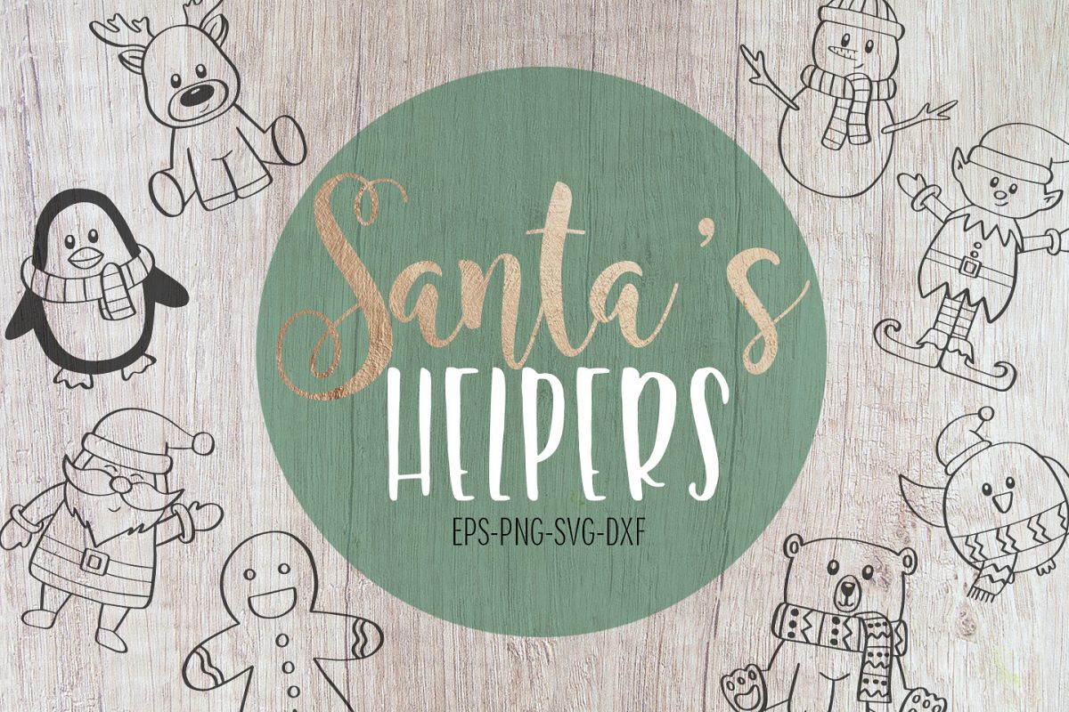 8 Christmas Characters, SVG, PNG, DXF, EPS example image 1