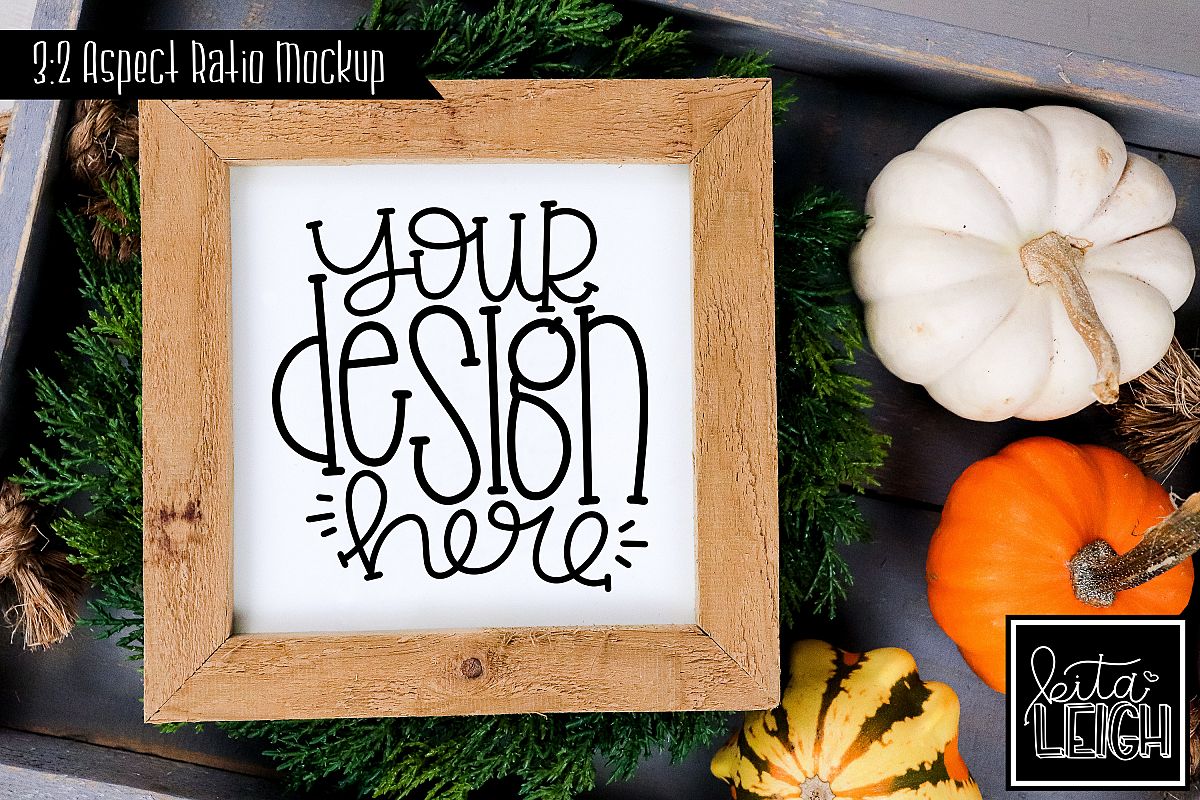 Square Sign Fall Mockup example image 1