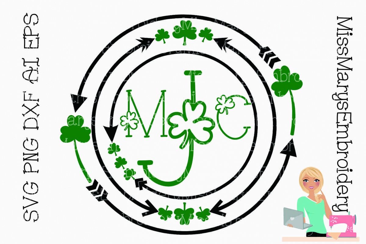 Shamrock Monogram SVG Cutting File PNG DXF AI EPS example image 1