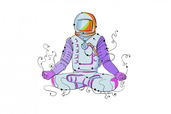 Cosmonaut Padmasana Position Doodle example image 1