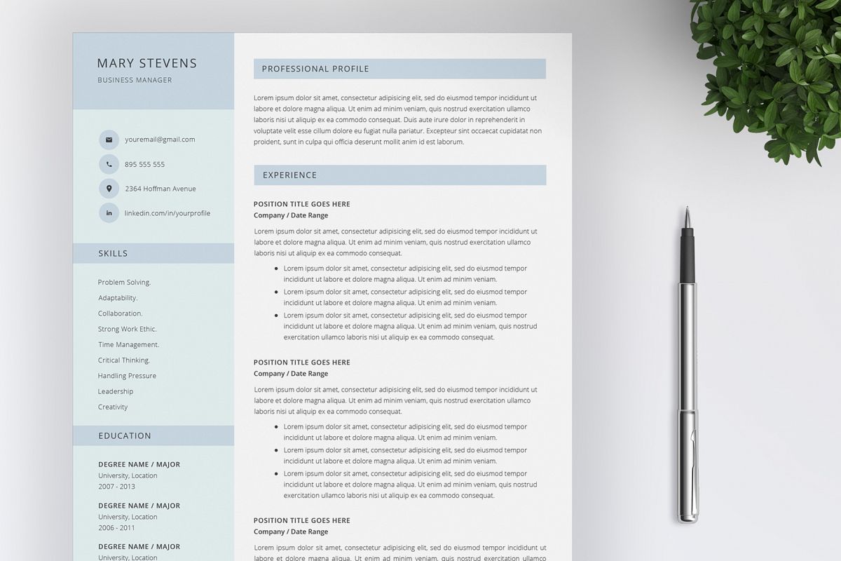 Resume Template and Cover Letter / 4 Pages example image 1