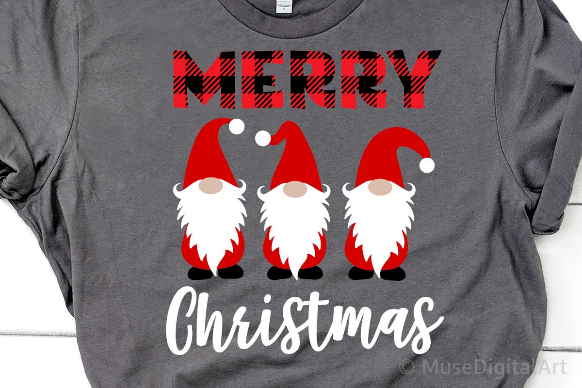 Merry Christmas Svg, Buffalo Plaid Christmas Gnomes Svg File example image 1