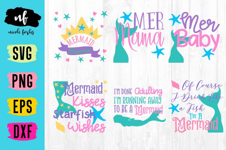 Mermaid SVG Cut File Bundle example image 1