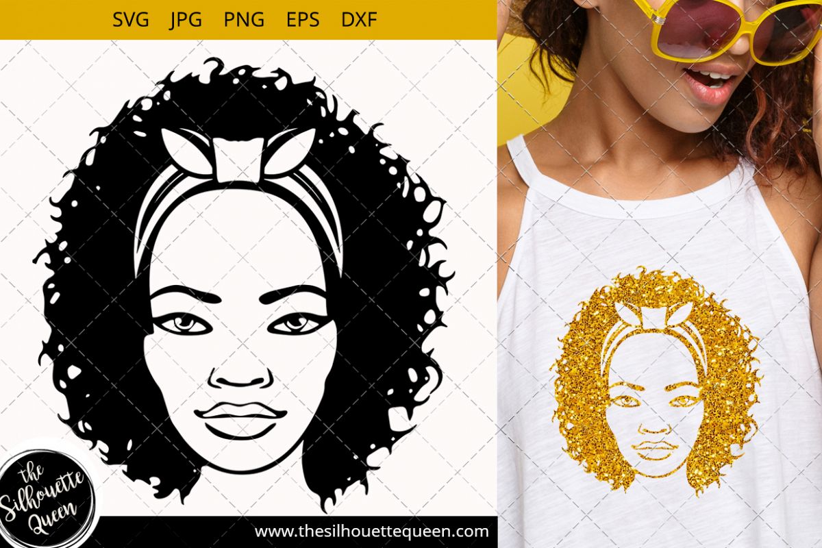 Afro Woman Svg With Curly Bob Natural Hair And Bandana