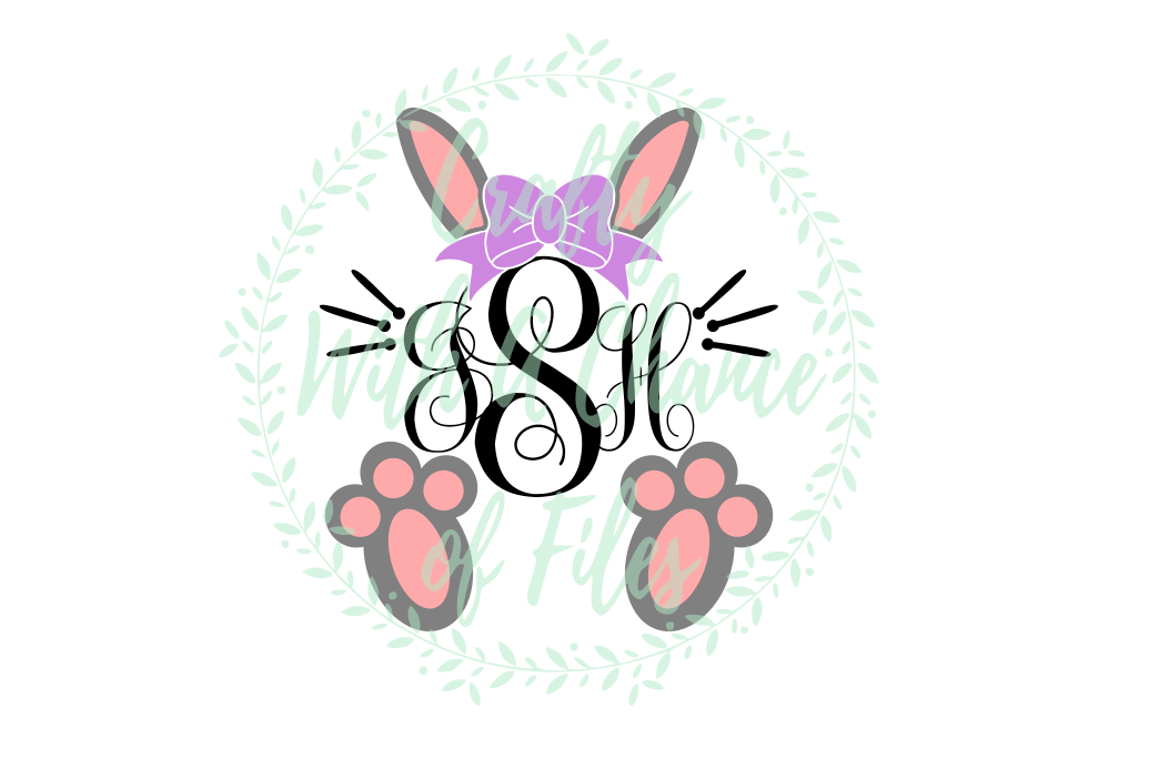 Girl Bunny Monogram SVG - Easter Design example image 1