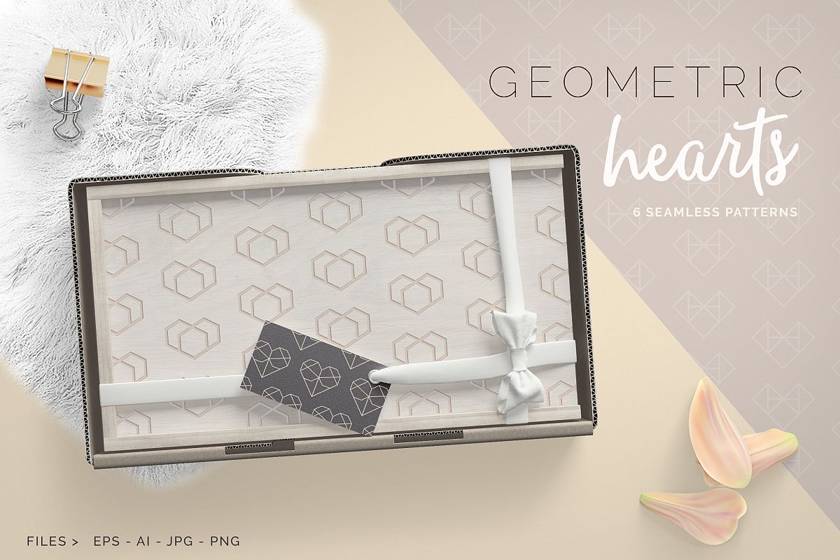 Geometric Hearts Patterns example image 1