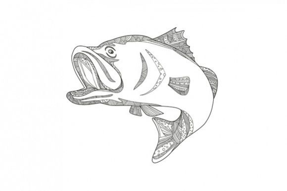 Barramundi Jumping Doodle Art example image 1