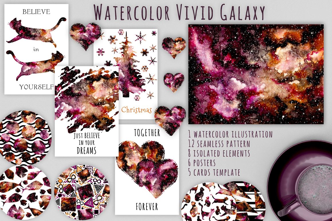 Watercolour Nebula Set example image 1