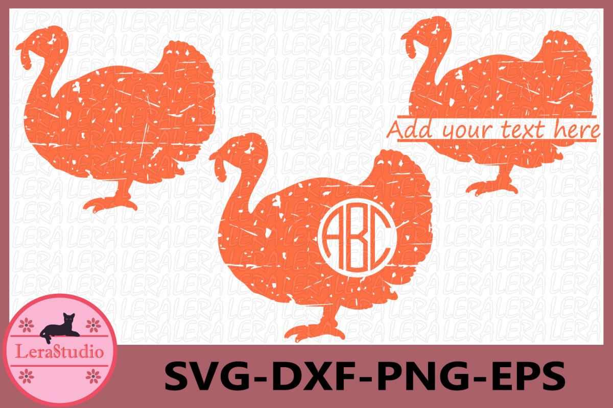 Turkey Grunge SVG, Thanksgiving svg, Distressed Svg example image 1