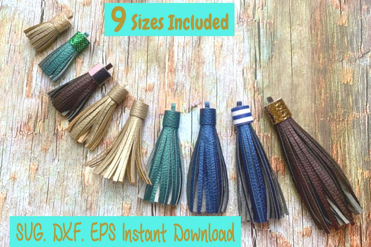9 Sizes Tassel Templates. Paper tassels. Faux leather Tassel example image 1