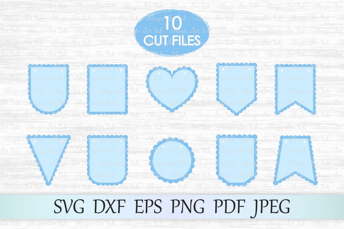 Scalloped banners svg, Bunting banners svg, Banners cut file example image 1
