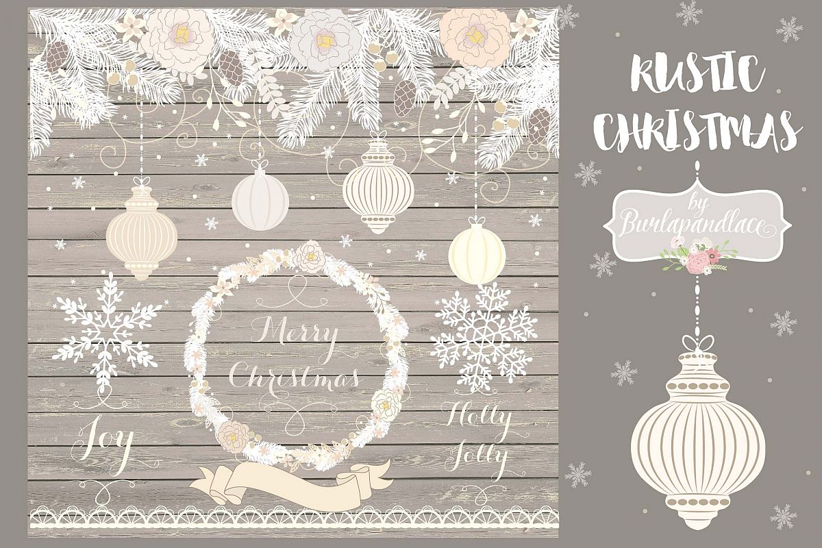 Vintage rustic floral christmas design example image 1