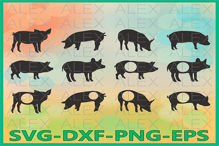Pig svg, Pig Monogram SVG, Pig Silhouette, Farm Svg example image 1